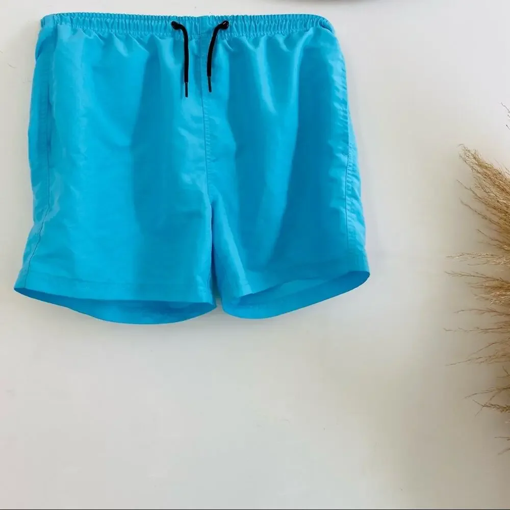 MENS PRIMARK Aqua Blue Swim Trunk Shorts Swimsuit Drawstring Bathing Suit S